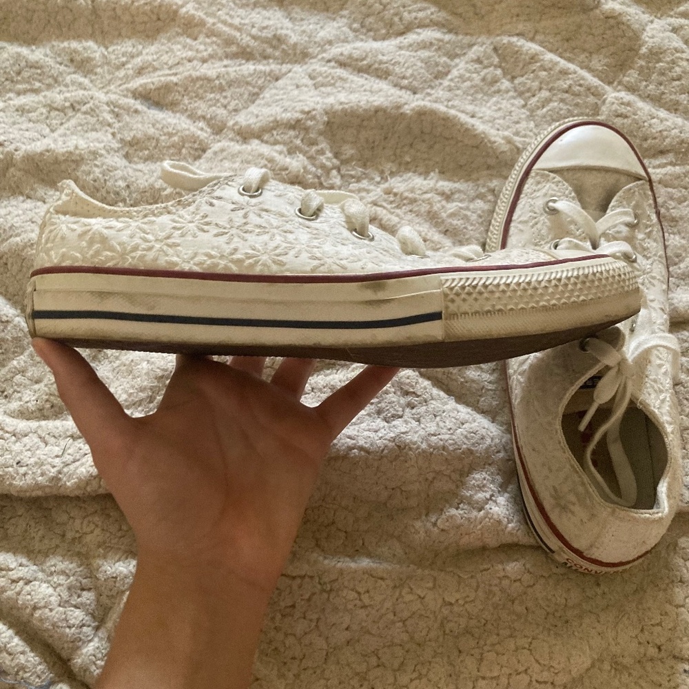 White Floral Converse All Star